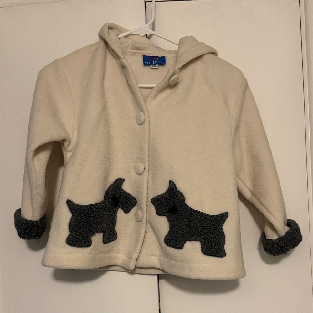 Carter's Cream Jacket with Gray Scottie Dog Accents